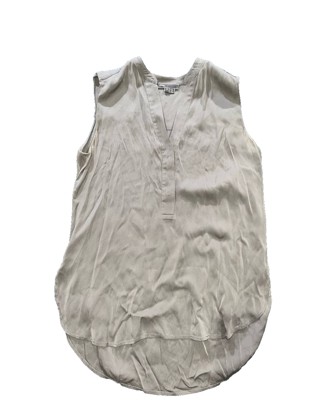 Vince Silk v-neck top Sleevless Blouse Gray Small A010801